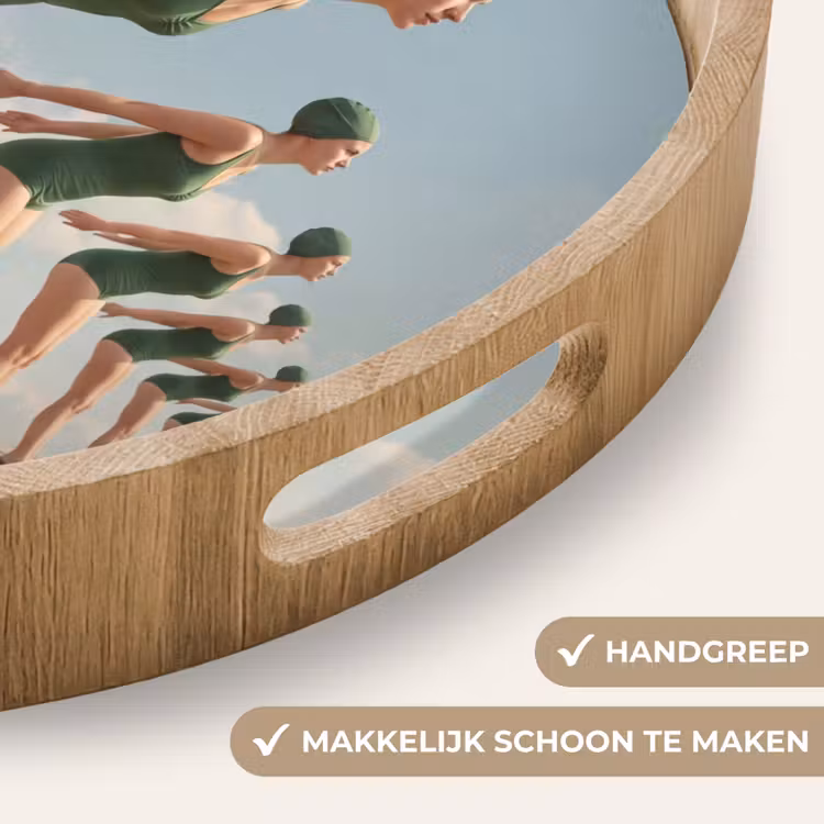 Dienblad - Vrouwen - Duikhouding - Wolken - Vrouwen - Duikhouding - Wolken Dienblad Rond middel