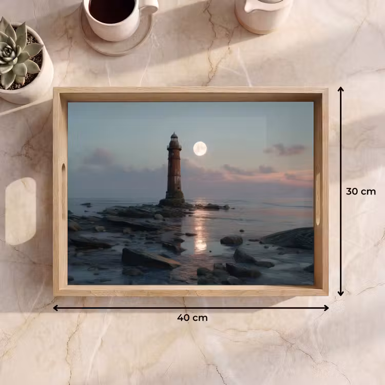 Vuurtoren - Stenen - Water - Maan Dienblad Rechthoek middel -USP_Formaat