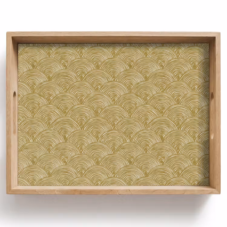 Waaier - Geometrisch - Groen Dienblad Rechthoek middel 911 -z3d_shopping