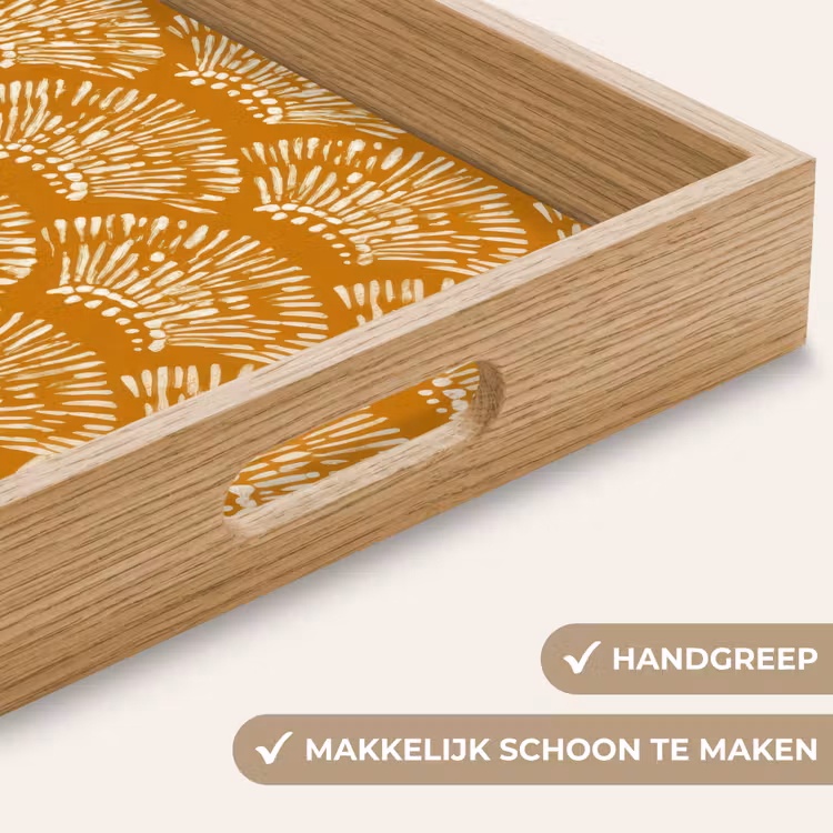 Waaierachtige motieven - Geel - Vintage Dienblad Rechthoek middel -USP_HandgreepNL