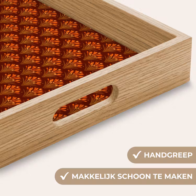 Waaiers - Art Deco - Botanisch - Roestbruin - Oranje Dienblad Rechthoek middel 911 -USP_HandgreepNL