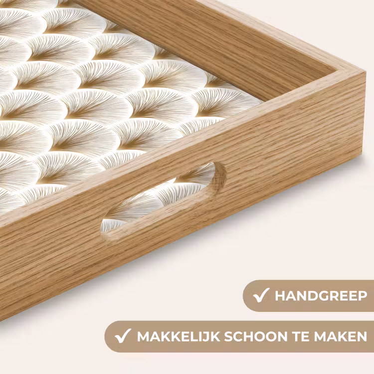 Waaiers - Art Deco - Elegant - Goud - Wit Dienblad Rechthoek middel 911 -USP_HandgreepNL