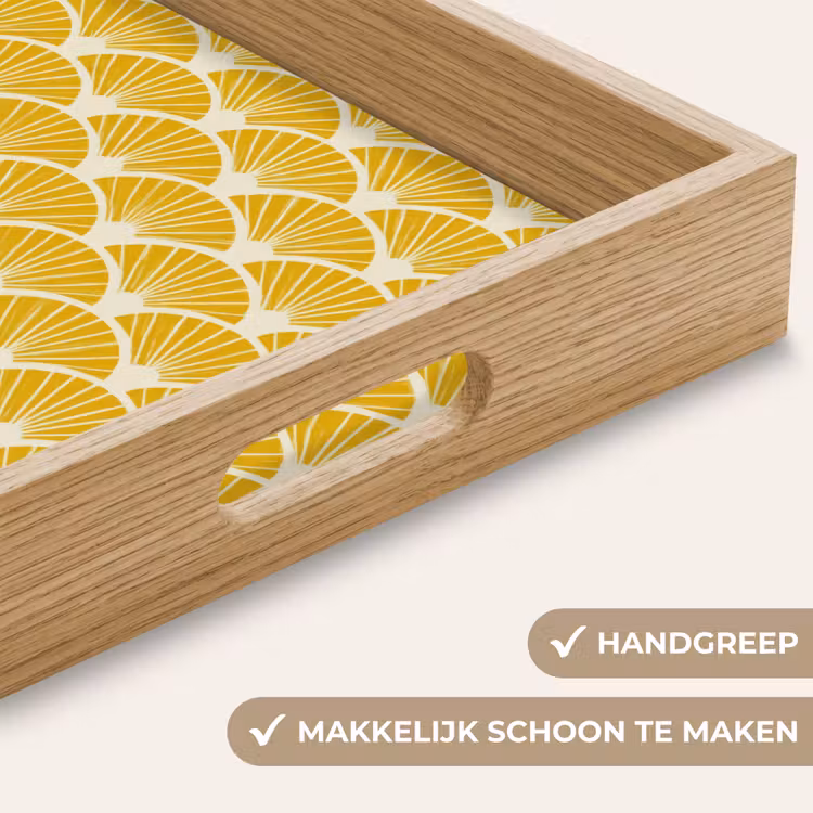 Waaiers - Art Deco - Retro - Okergeel Dienblad Rechthoek middel 911 -USP_HandgreepNL