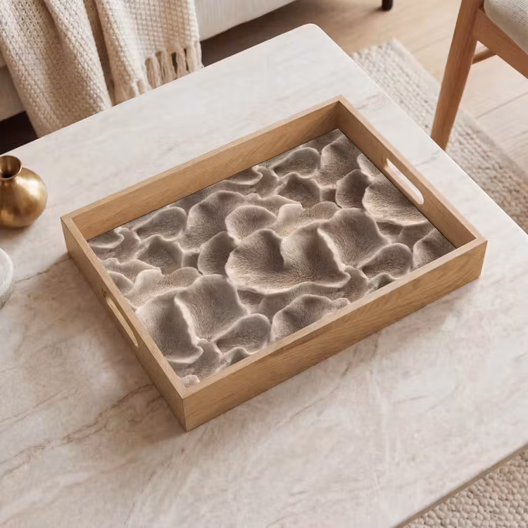 Waaiervorm - Beige - Vezel textuur Dienblad Rechthoek middel 911 -sfeer1