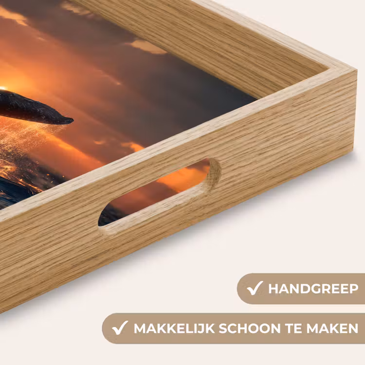 Walvis staart - Water - Zonsondergang Dienblad Rechthoek middel -USP_HandgreepNL