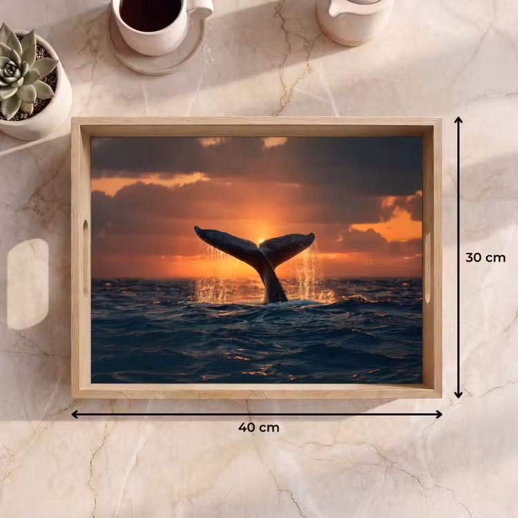 Walvis staart - Water - Zonsondergang Dienblad Rechthoek middel -USP_Formaat
