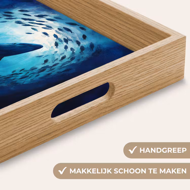 Walvis - Vissen - Donkerblauw Dienblad Rechthoek middel -USP_HandgreepNL