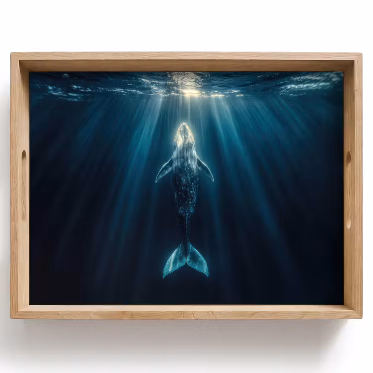 Walvis - Water - Zonnestralen - Blauw Dienblad Rechthoek middel -z3d_shopping