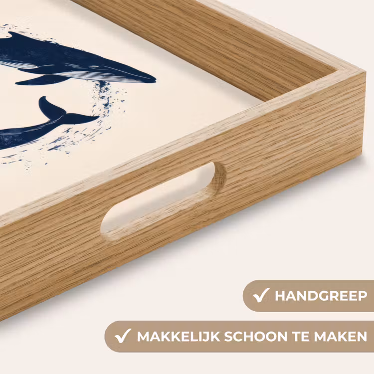 Walvissen - Spetters - Cirkel - Donkerblauw Dienblad Rechthoek middel -USP_HandgreepNL