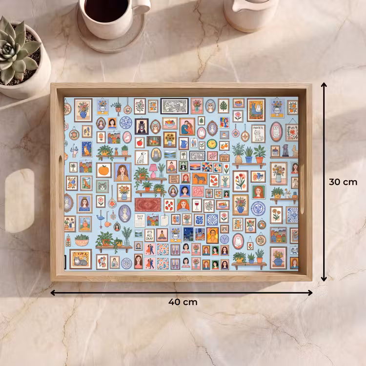 Wanddecoratie - Collectie - Huis - Illustratief - Kleurrijk Dienblad Rechthoek middel -USP_Formaat