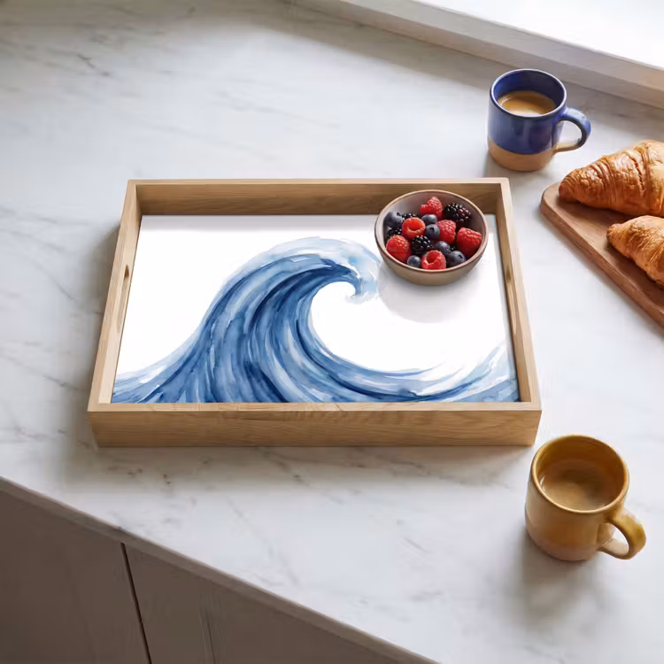 Water - Beweging - Natuur - Modern - Blauw Dienblad Rechthoek middel -sfeer2