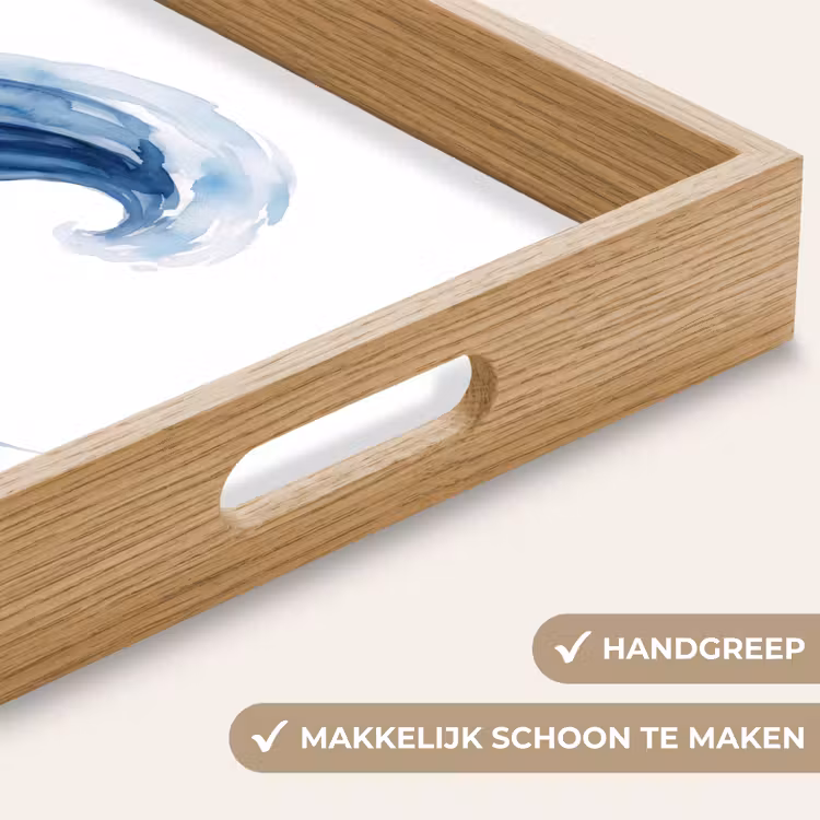 Water - Beweging - Natuur - Modern - Blauw Dienblad Rechthoek middel -USP_HandgreepNL