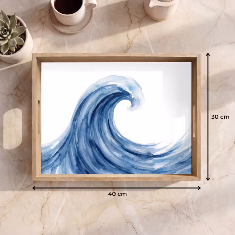 Water - Beweging - Natuur - Modern - Blauw Dienblad Rechthoek middel -USP_Formaat