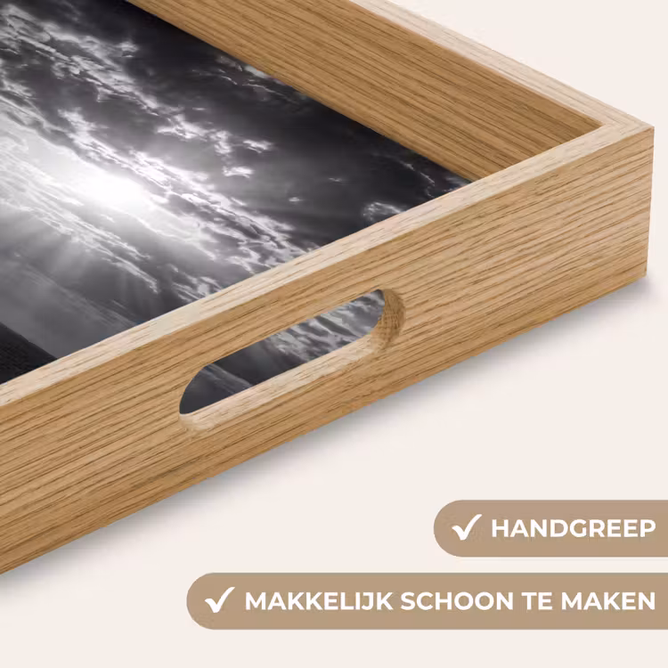 Water - Boot - Lucht - Natuur - Zwart-wit Dienblad Rechthoek middel -USP_HandgreepNL