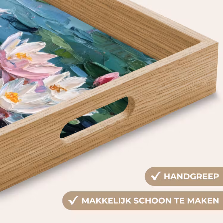 Waterlelies - Bloemen - Roze - Water Dienblad Rechthoek middel -USP_HandgreepNL
