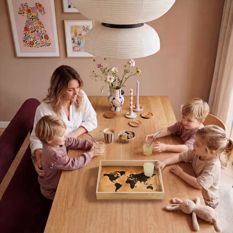 Wereldkaart - Bruin - Kaart Dienblad Rechthoek middel -sfeer4