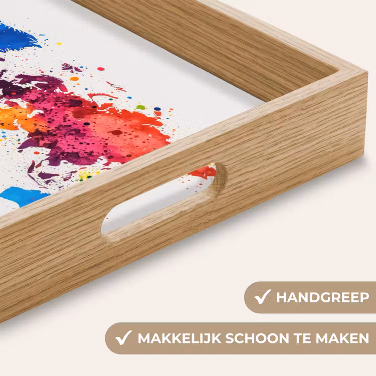 Wereldkaart - Graffiti - Kleurrijk Dienblad Rechthoek middel -USP_HandgreepNL