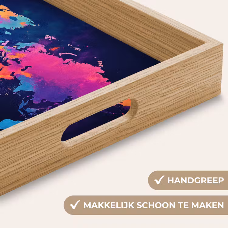 Wereldkaart - Kleurrijk - Graffiti Dienblad Rechthoek middel -USP_HandgreepNL