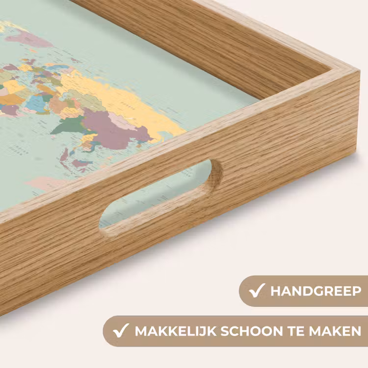 Wereldkaart - Realistisch - Kaart Dienblad Rechthoek middel -USP_HandgreepNL