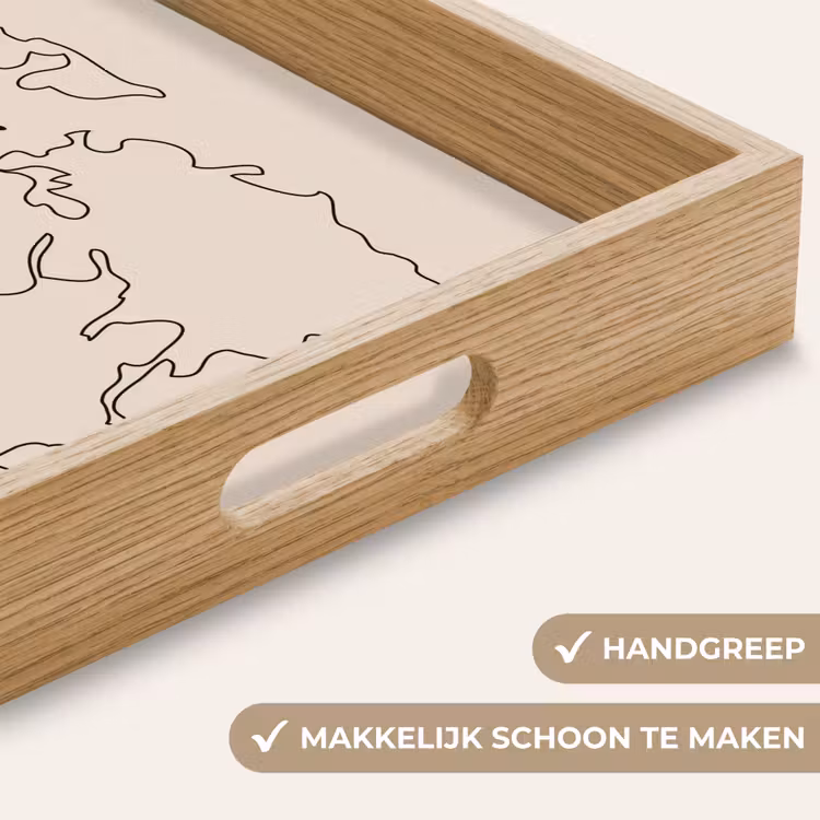 Wereldkaart - Simpel - Vliegtuig Dienblad Rechthoek middel -USP_HandgreepNL