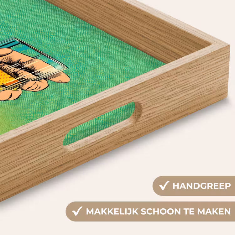 Whisky - Glas - Hand - Groen Dienblad Rechthoek middel -USP_HandgreepNL