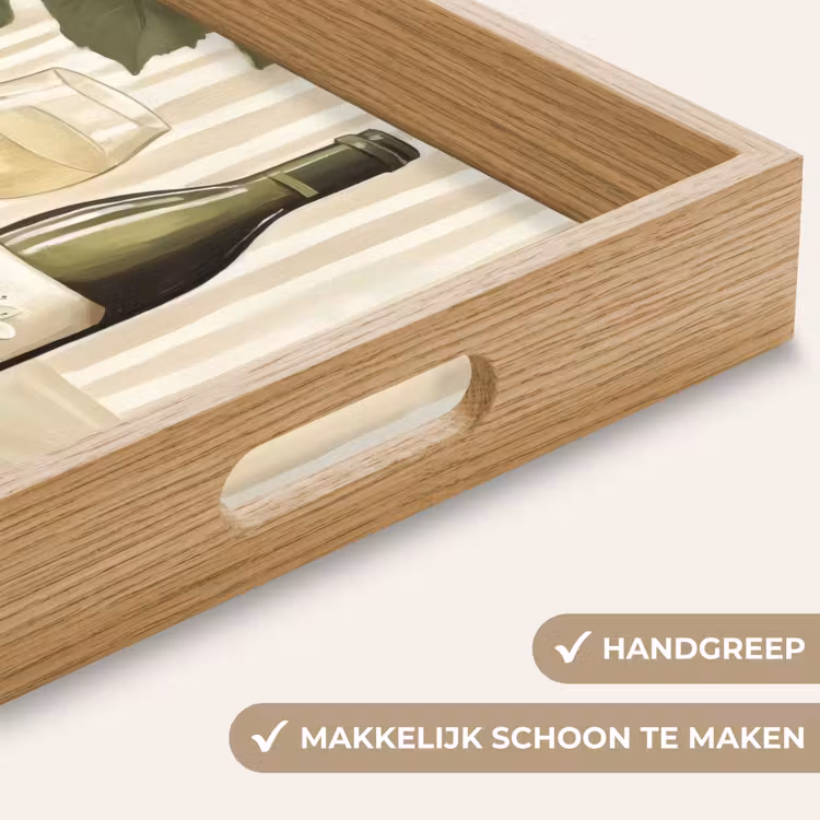 Wijn - Druiven - Kaas - Bladeren Dienblad Rechthoek middel -USP_HandgreepNL