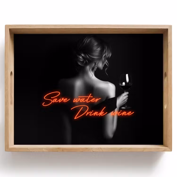 Wijn - Vrouw - Neon - Quote Dienblad Rechthoek middel -z3d_shopping