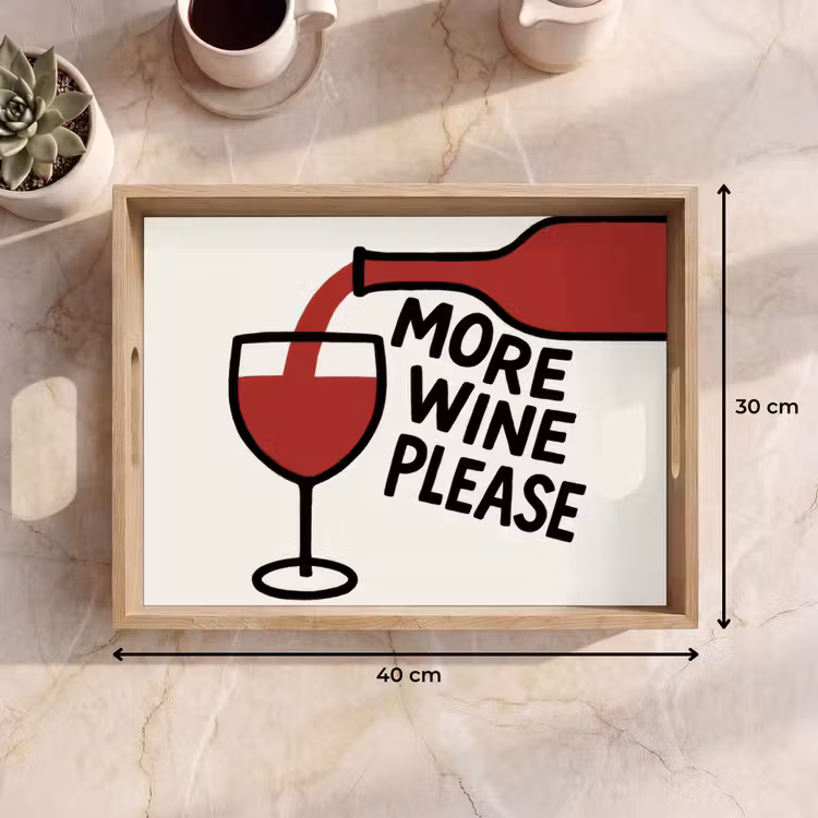 Wijnfles - Quote - Rood - Glas Dienblad Rechthoek middel -USP_Formaat