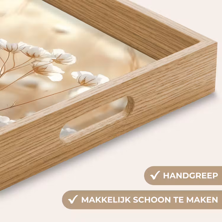 Wilde - Bloemen - Wit Dienblad Rechthoek middel -USP_HandgreepNL