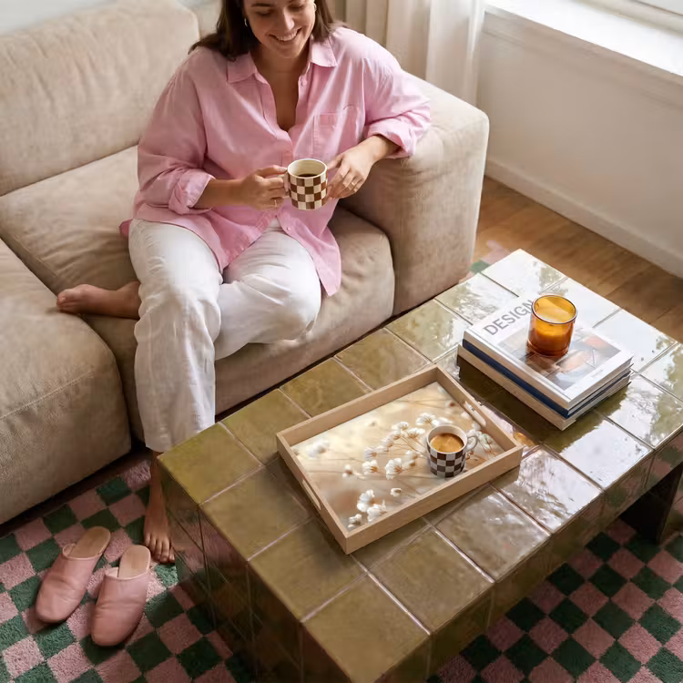 Wilde - Bloemen - Wit Dienblad Rechthoek middel -sfeer3