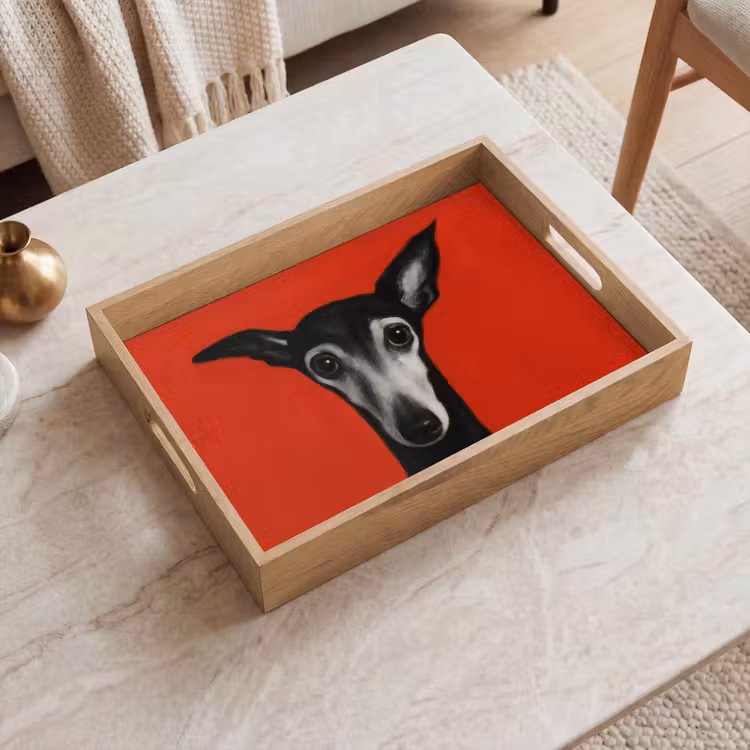 Windhond - Minimalistisch - Rood Dienblad Rechthoek middel -sfeer1
