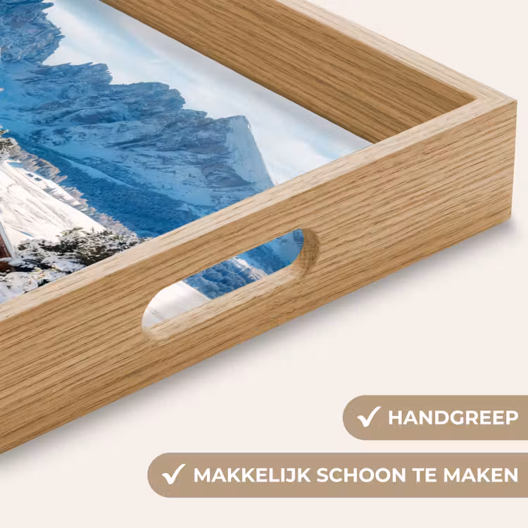 Winter - Huisje - Bergen - Uitzicht - Sneeuw Dienblad Rechthoek middel -USP_HandgreepNL