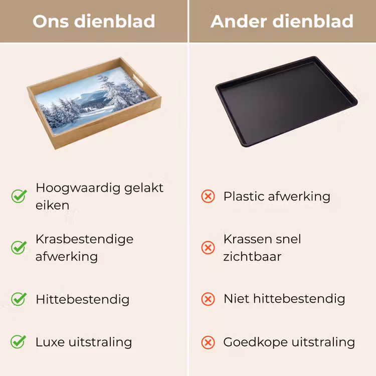 Winterlandschap - Natuur - Berg - Bomen - Sneeuw Dienblad Rechthoek middel -USP_VergelijkingNL