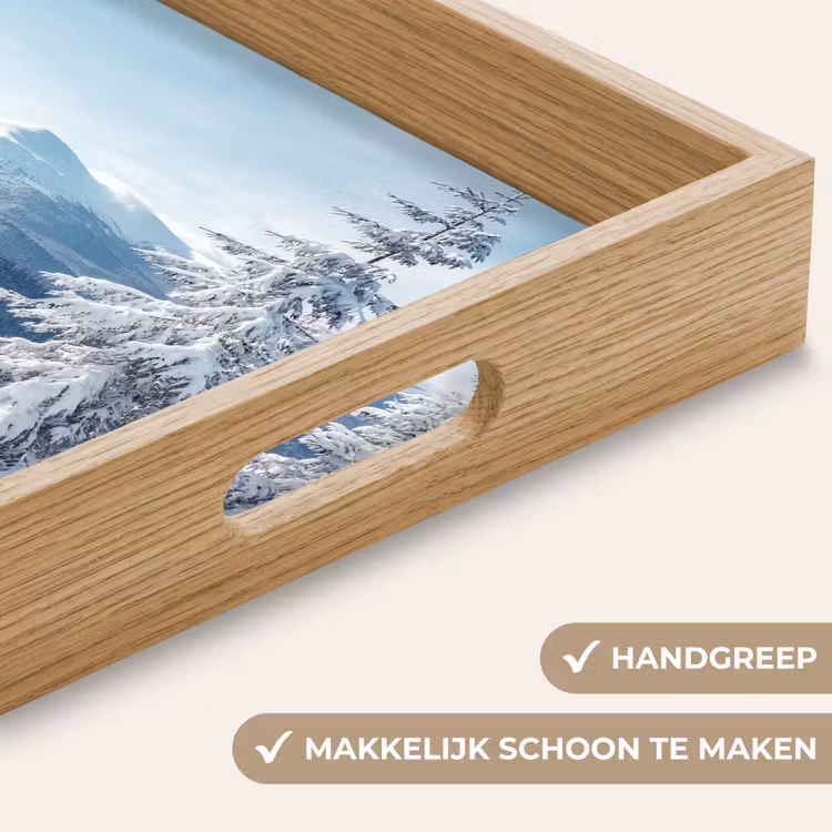 Winterlandschap - Natuur - Berg - Bomen - Sneeuw Dienblad Rechthoek middel -USP_HandgreepNL
