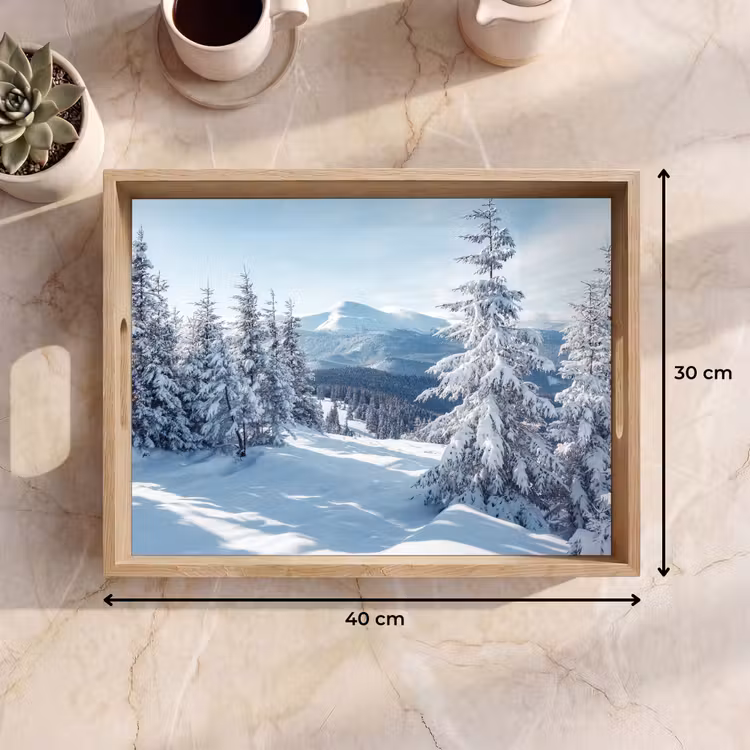 Winterlandschap - Natuur - Berg - Bomen - Sneeuw Dienblad Rechthoek middel -USP_Formaat