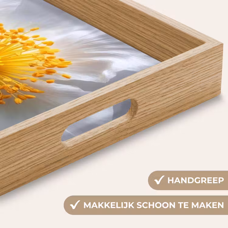 Wit - Bloem - Elegant Dienblad Rechthoek middel -USP_HandgreepNL