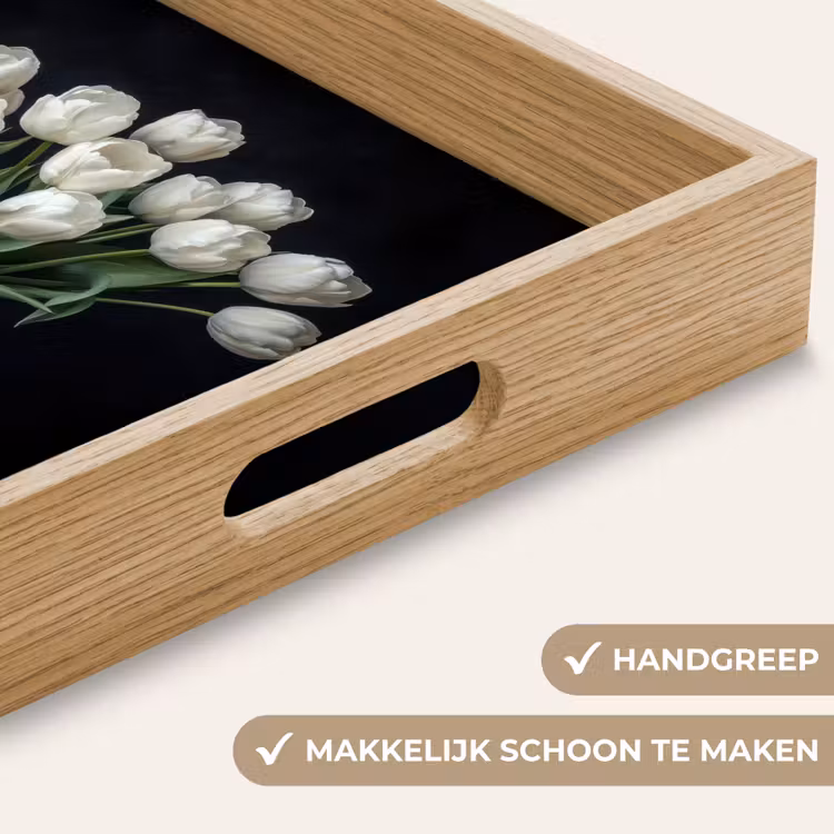 Wit - Bloemen - Tulpen - Vaas Dienblad Rechthoek middel -USP_HandgreepNL