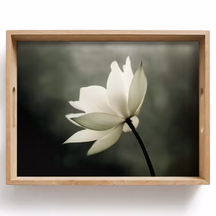 Wit - Lotus - Donker - Bloem Dienblad Rechthoek middel -z3d_shopping