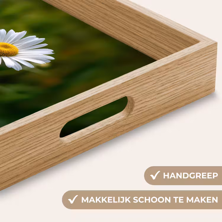 Wit - Madeliefje - Bloem - Gras Dienblad Rechthoek middel -USP_HandgreepNL