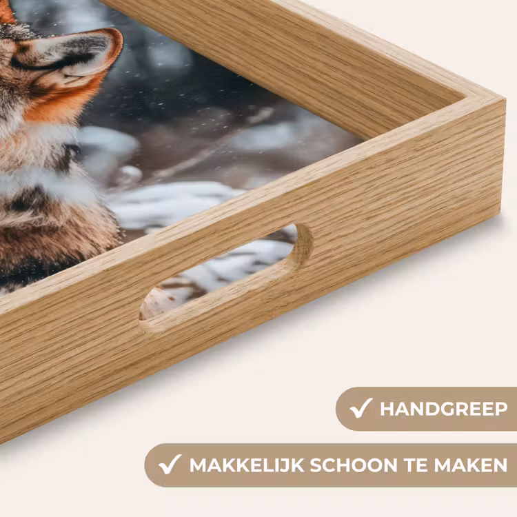 Wolf - Sneeuw - Winter - Dieren - Natuur - Sneeuw Dienblad Rechthoek middel -USP_HandgreepNL