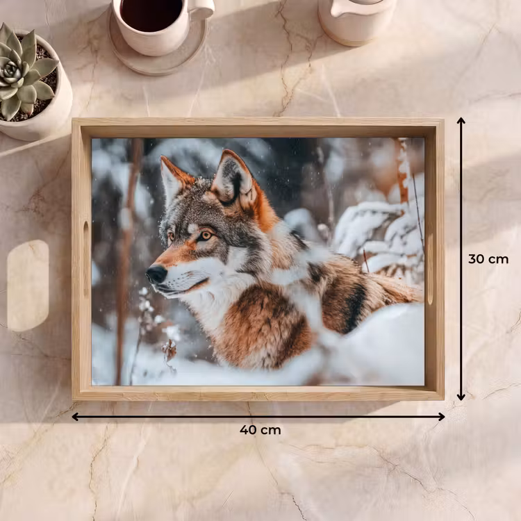 Wolf - Sneeuw - Winter - Dieren - Natuur - Sneeuw Dienblad Rechthoek middel -USP_Formaat