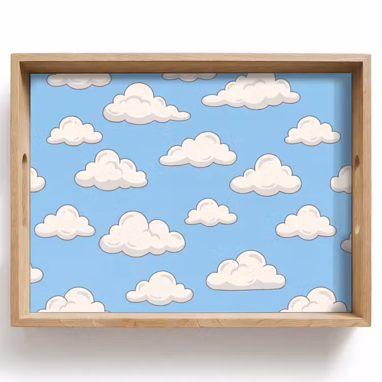 Wolk - Cartoon - Lucht - Blauw - Wit Dienblad Rechthoek middel -z3d_shopping