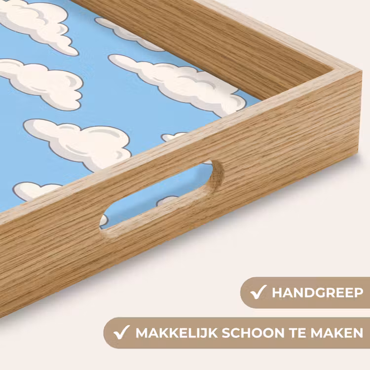 Wolk - Cartoon - Lucht - Blauw - Wit Dienblad Rechthoek middel -USP_HandgreepNL