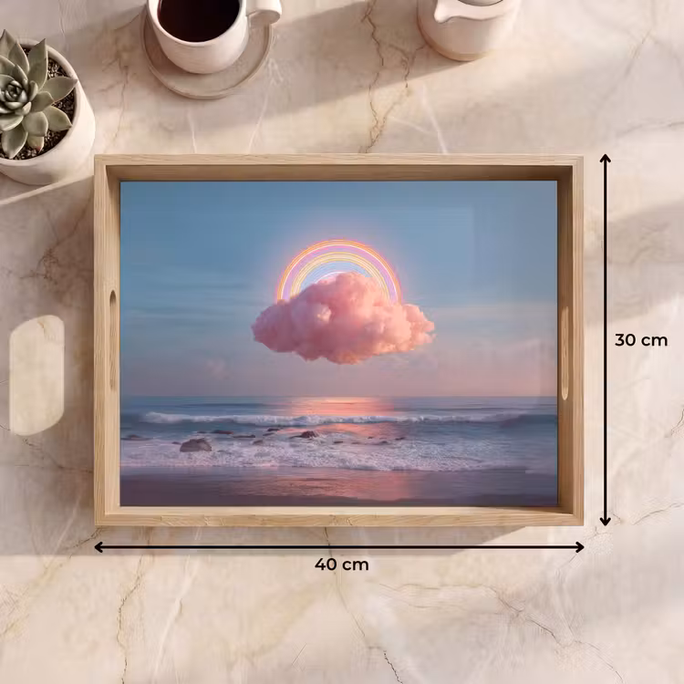 Wolk - Regenboog - Zee Dienblad Rechthoek middel -USP_Formaat