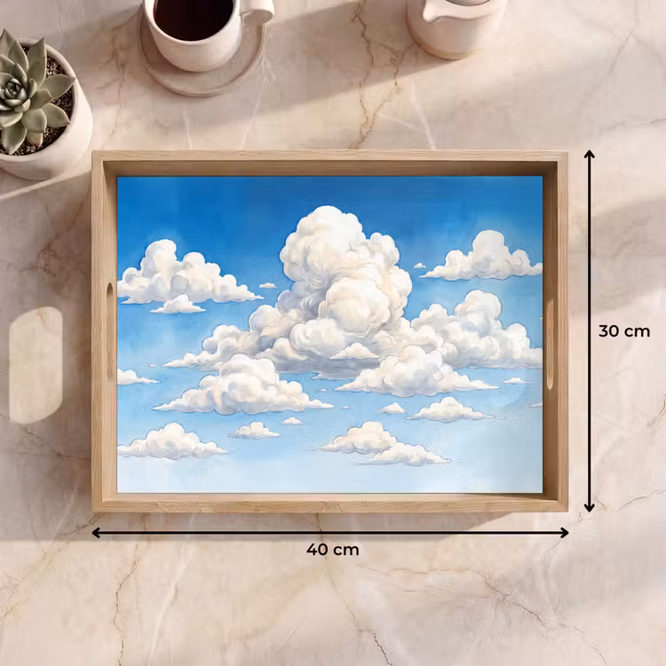 Wolken - Blauwe lucht - Natuur - Modern - Wit Dienblad Rechthoek middel -USP_Formaat