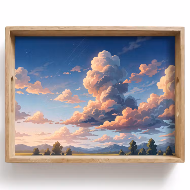 Wolken - Daghemel - Natuur - Illustratie - Oranje Dienblad Rechthoek middel -z3d_shopping