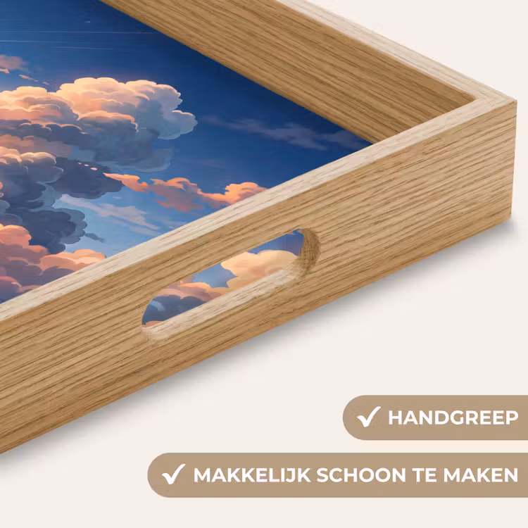 Wolken - Daghemel - Natuur - Illustratie - Oranje Dienblad Rechthoek middel -USP_HandgreepNL