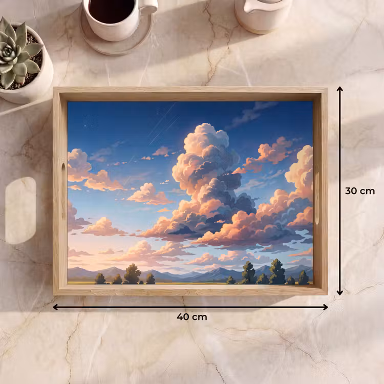 Wolken - Daghemel - Natuur - Illustratie - Oranje Dienblad Rechthoek middel -USP_Formaat