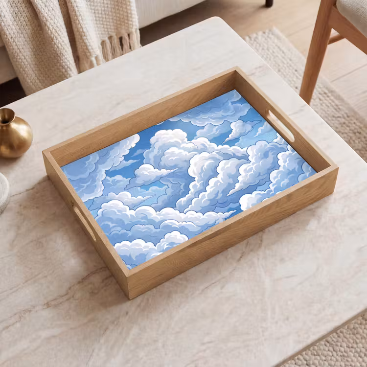 Wolken - Hemel - Abstract - Wit Dienblad Rechthoek middel -sfeer1