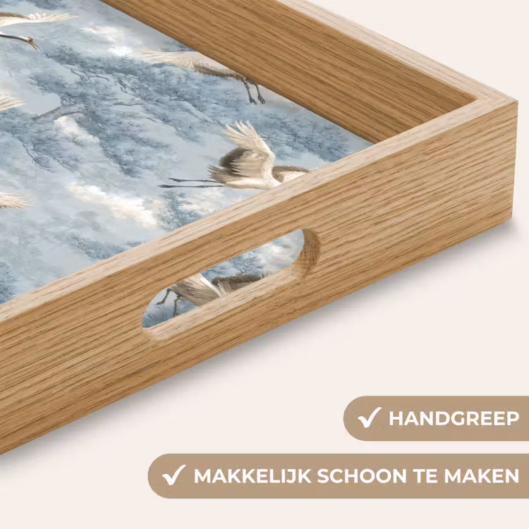 Wolken - Kraanvogels - Blauw Dienblad Rechthoek middel 911 -USP_HandgreepNL